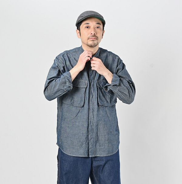 Cotton Linen Ruri Dungaree 908 Neem Shirt Nou Male Model