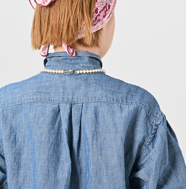 Cotton Linen Ruri Dungaree Half Sleeve Coupe Shirt Zyu Detail