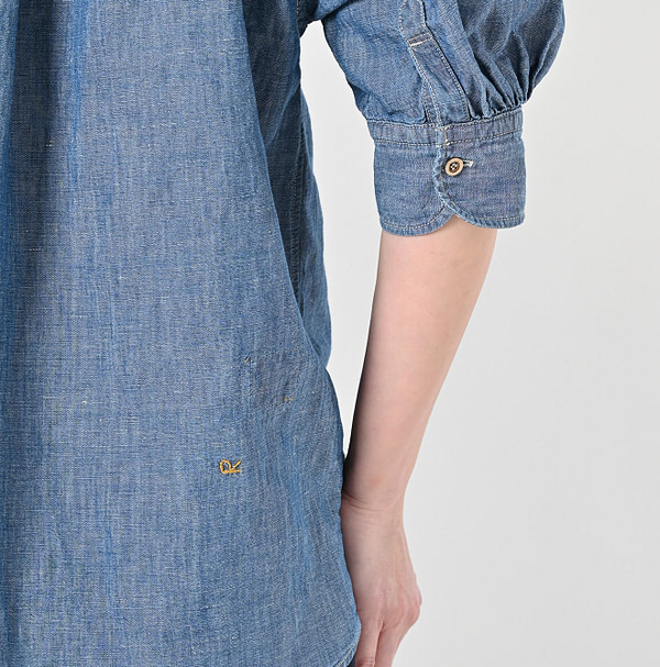 Cotton Linen Ruri Dungaree Half Sleeve Coupe Shirt Zyu Detail