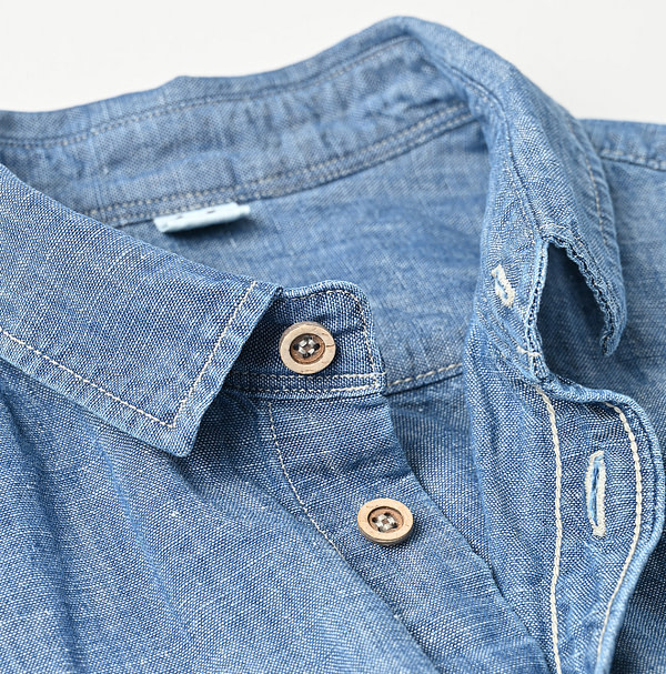 Cotton Linen Ruri Dungaree Half Sleeve Coupe Shirt Zyu Detail