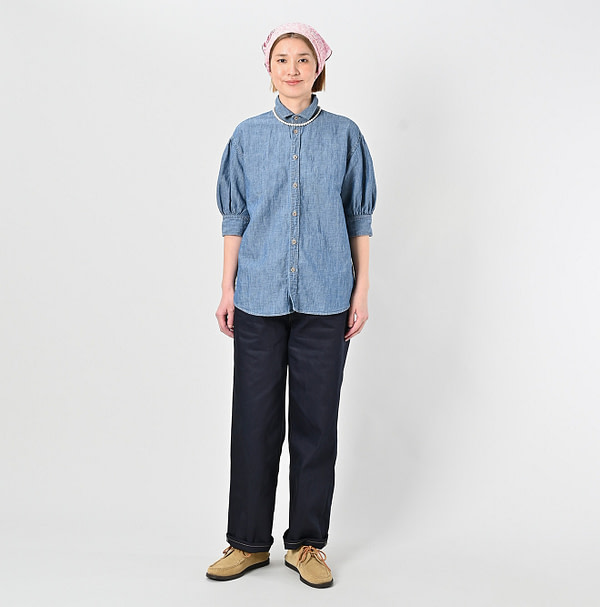 Cotton Linen Ruri Dungaree Half Sleeve Coupe Shirt Zyu Female Model