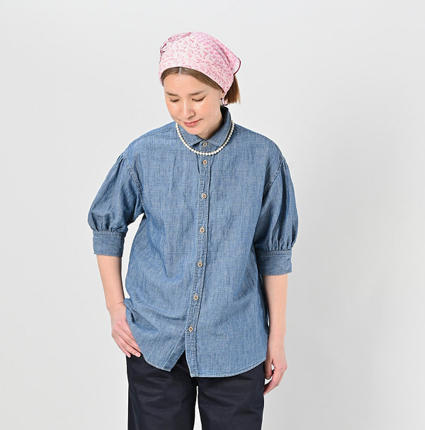 Cotton Linen Ruri Dungaree Half Sleeve Coupe Shirt Zyu Female Model