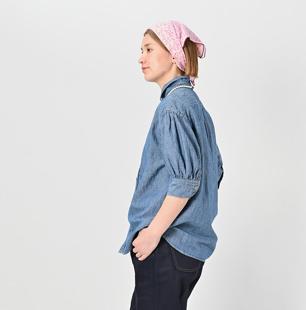Cotton Linen Ruri Dungaree Half Sleeve Coupe Shirt Zyu Female Model