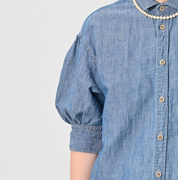Cotton Linen Ruri Dungaree Half Sleeve Coupe Shirt Zyu Detail