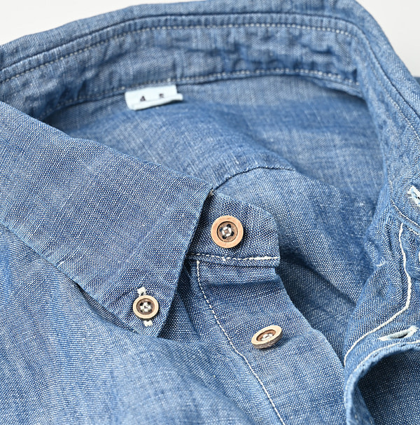 Cotton Linen Ruri Dungaree Ocean Short Sleeve Shirt Zyu Detail