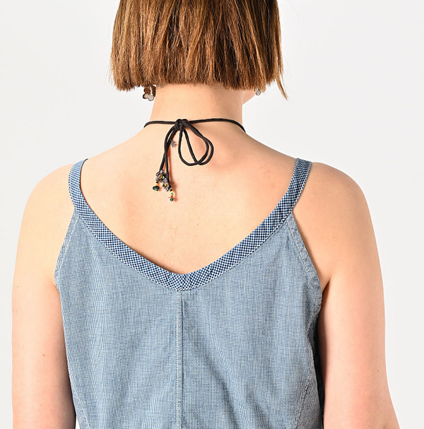 Indigo Patchwork Corset Camisole Detail