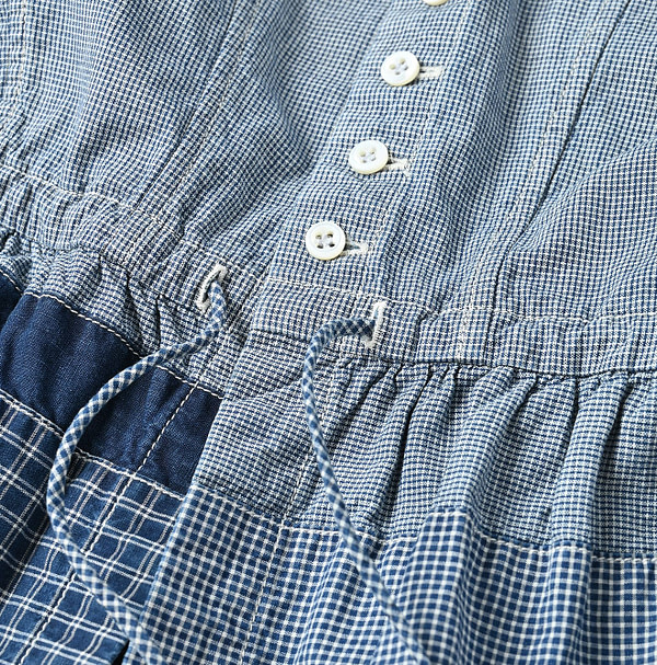 Indigo Patchwork Corset Camisole Detail