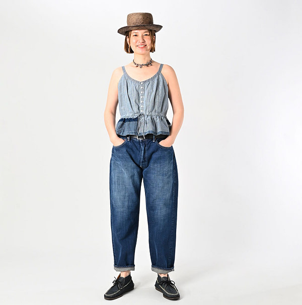 Indigo Patchwork Corset Camisole Female Model