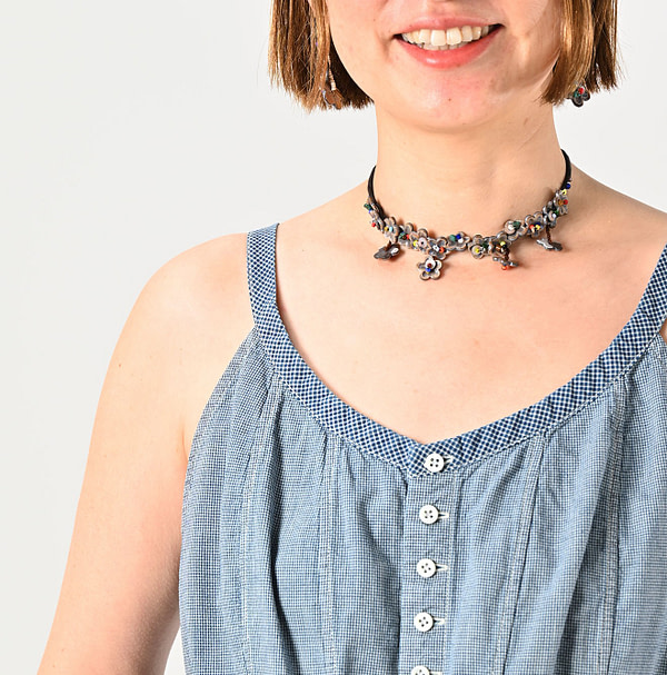 Indigo Patchwork Corset Camisole Detail