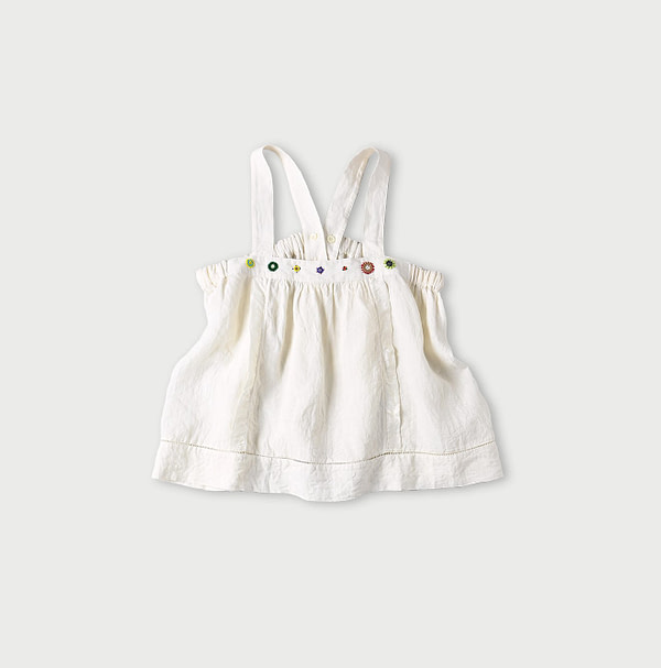 Indian Linen Beads Embroidery Camisole White