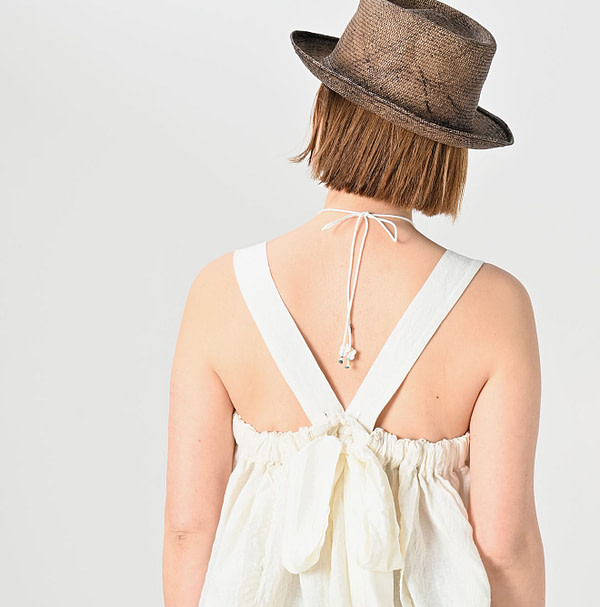 Indian Linen Beads Embroidery Camisole Detail