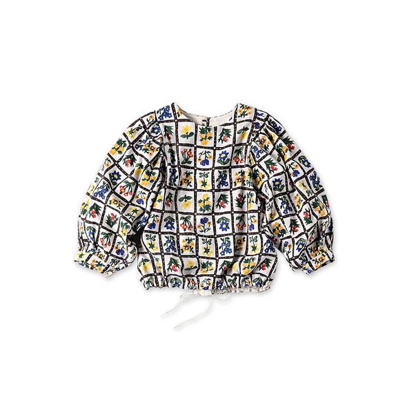 Khadi Fleur Chambre Print Puff Blouse White