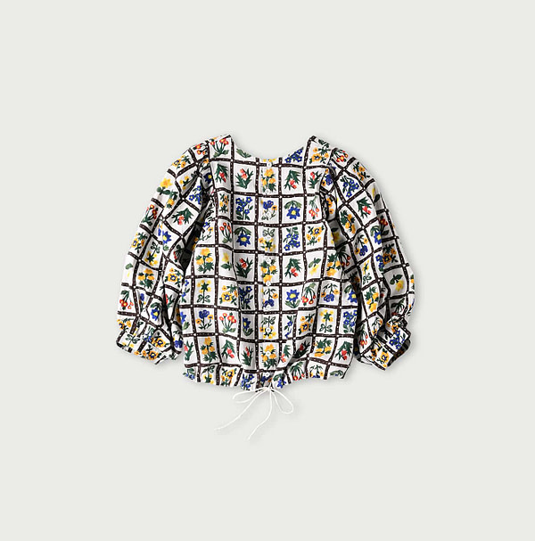 Khadi Fleur Chambre Print Puff Blouse Back