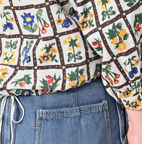 Khadi Fleur Chambre Print Puff Blouse Detail