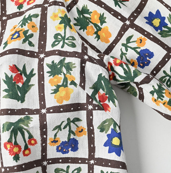 Khadi Fleur Chambre Print Puff Blouse Detail