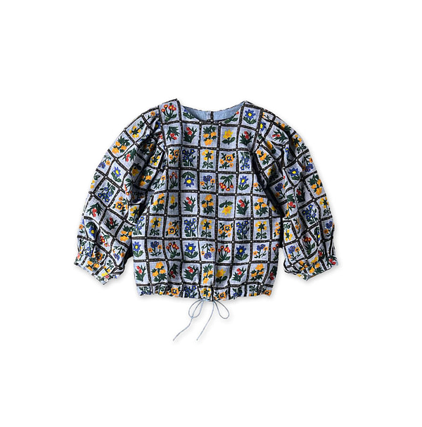 Dungaree Khadi Fleur Chambre Print Puff Blouse