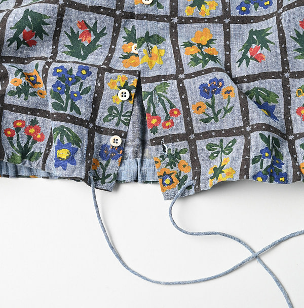 Dungaree Khadi Fleur Chambre Print Puff Detail