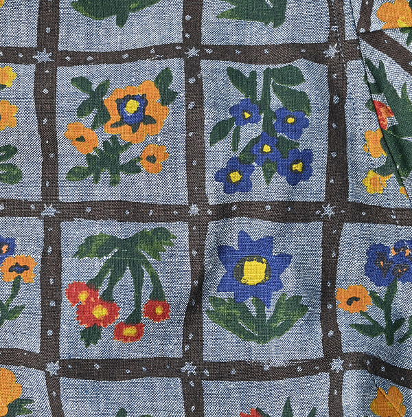 Dungaree Khadi Fleur Chambre Print Puff Detail