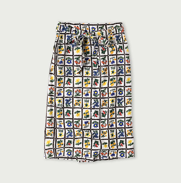 Khadi Fleur Chambre Print Wrapped Skirt Back