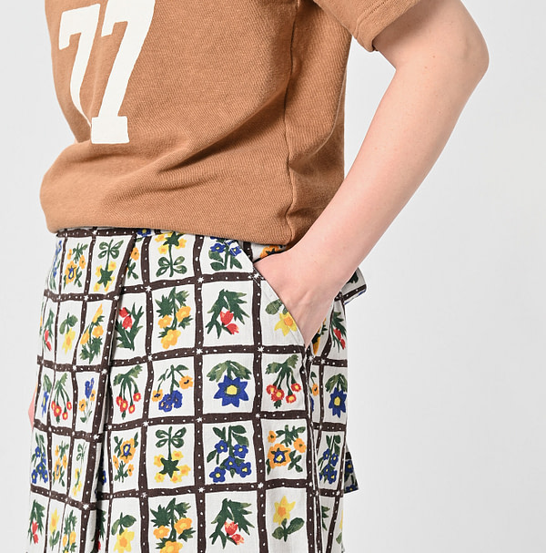 Khadi Fleur Chambre Print Wrapped Skirt Detail