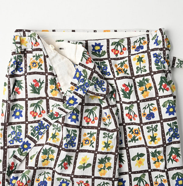Khadi Fleur Chambre Print Wrapped Skirt Detail