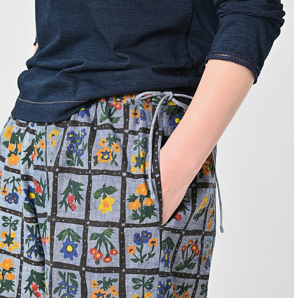 Dungaree Khadi Fleur Chambre Print Rapper Pants Detail