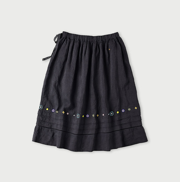 Indian Linen Beads Embroidery Easy Skirt Back