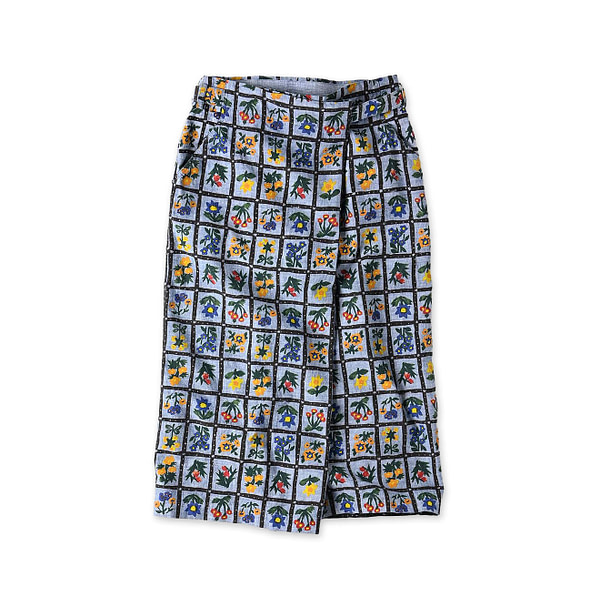 Dungaree Khadi Fleur Chambre Print Wrapped Skirt