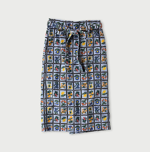 Dungaree Khadi Fleur Chambre Print Wrapped Skirt Back