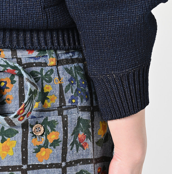 Dungaree Khadi Fleur Chambre Print Wrapped Skirt Detail