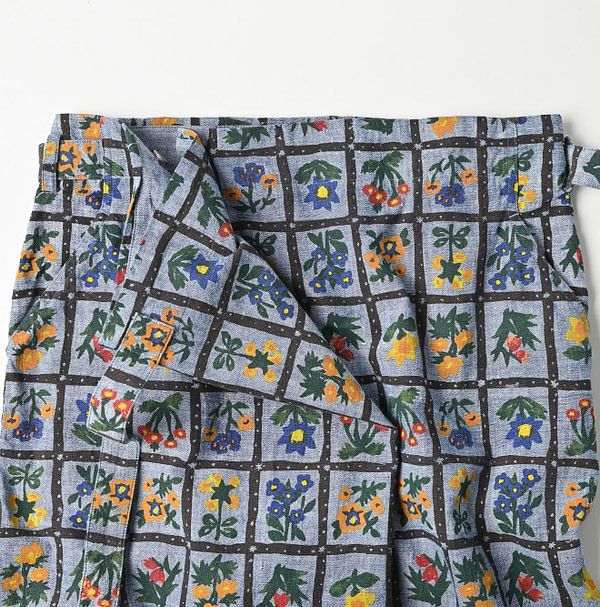 Dungaree Khadi Fleur Chambre Print Wrapped Skirt Detail