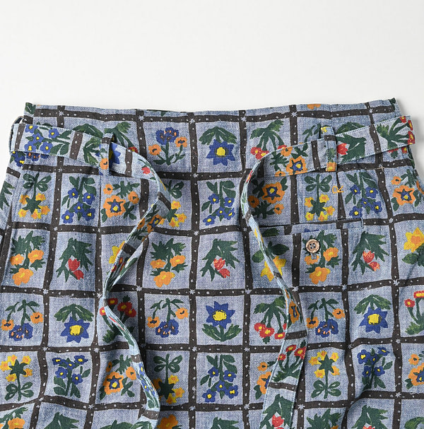 Dungaree Khadi Fleur Chambre Print Wrapped Skirt Detail