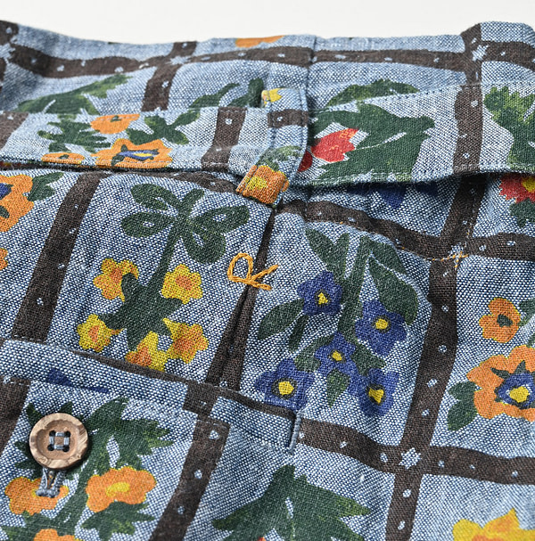 Dungaree Khadi Fleur Chambre Print Wrapped Skirt Detail