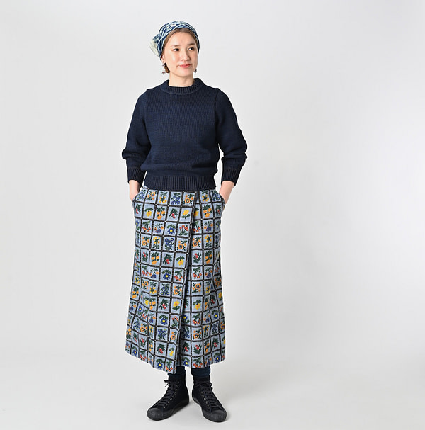 Dungaree Khadi Fleur Chambre Print Wrapped Skirt Female Model