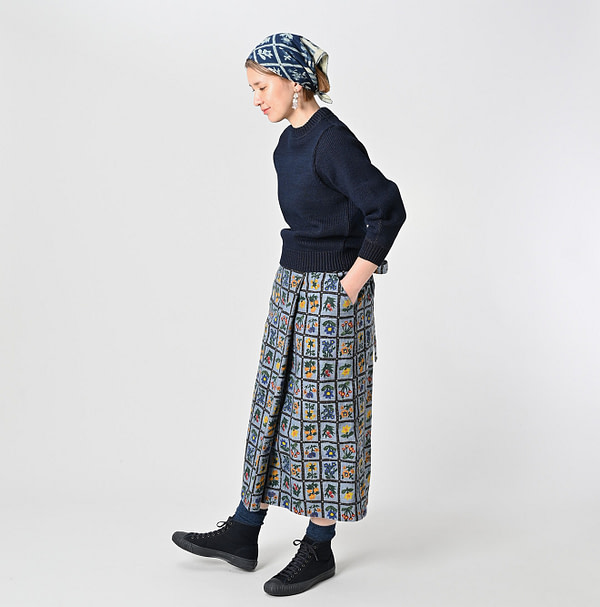 Dungaree Khadi Fleur Chambre Print Wrapped Skirt Female Model