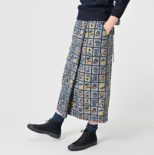 Dungaree Khadi Fleur Chambre Print Wrapped Skirt Female Model