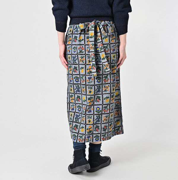 Dungaree Khadi Fleur Chambre Print Wrapped Skirt Female Model