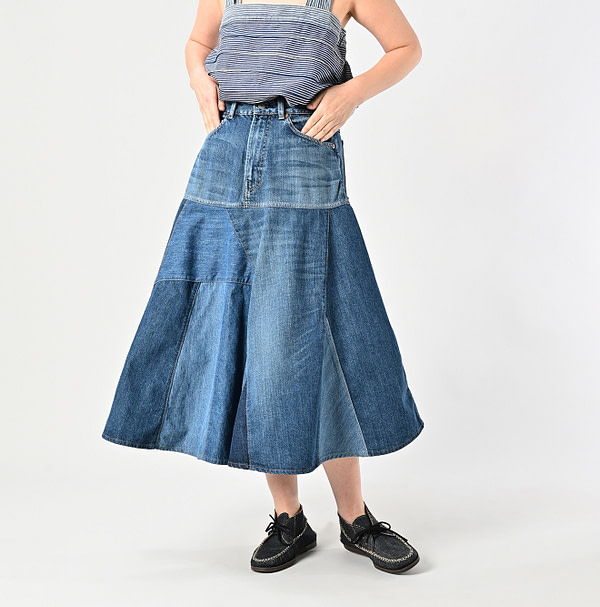 Rye Mugi Denim Charlotte Patchwork Skirt Syou Female Model