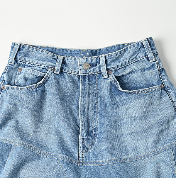Rye Mugi Denim Charlotte Patchwork Skirt Tan Detail