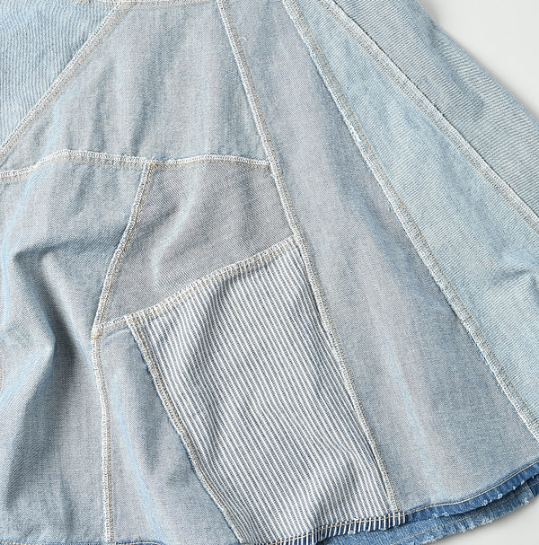 Rye Mugi Denim Charlotte Patchwork Skirt Tan Detail