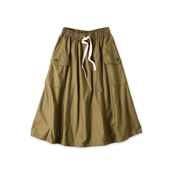 Thin Back Satin Tent Skirt Khaki