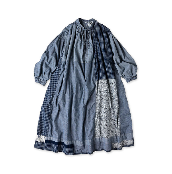 Indigo Patchwork Smock Dress