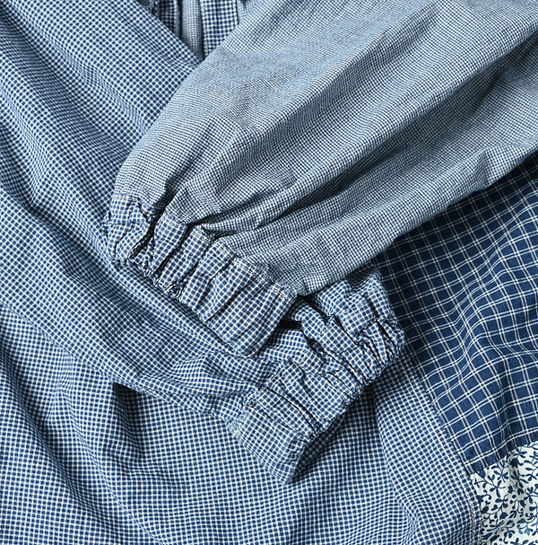 Indigo Patchwork Smock Dress Detail