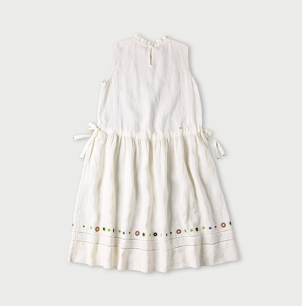 Indian Linen Beads Embroidery Dress Sumi Back