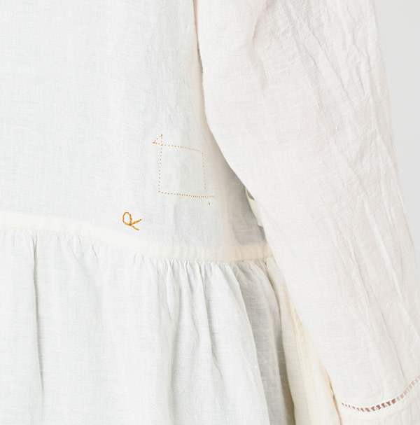 Indian Linen Beads Embroidery Cache-Coeur Dress Detail