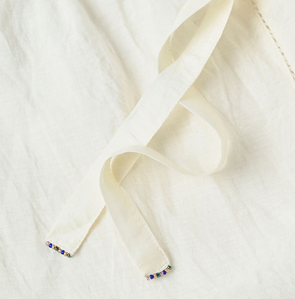 Indian Linen Beads Embroidery Cache-Coeur Dress Detail