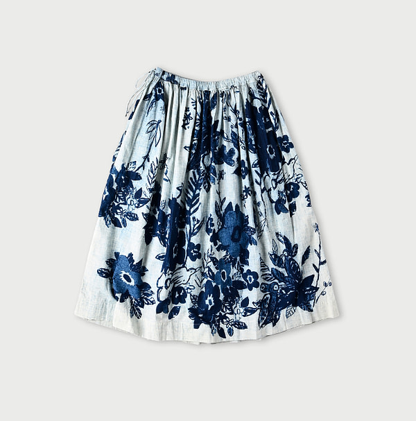 Anemone Bird Print Gather Skirt Back
