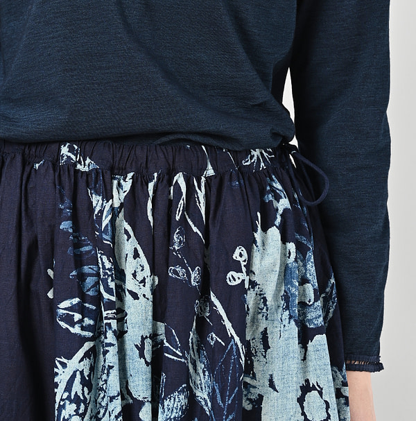 Anemone Bird Print Gather Skirt Detail