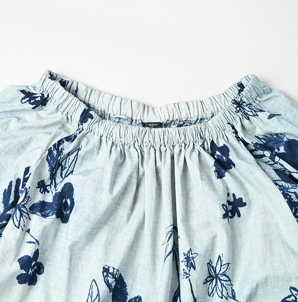 Anemone Bird Print Shirring Dress Detail