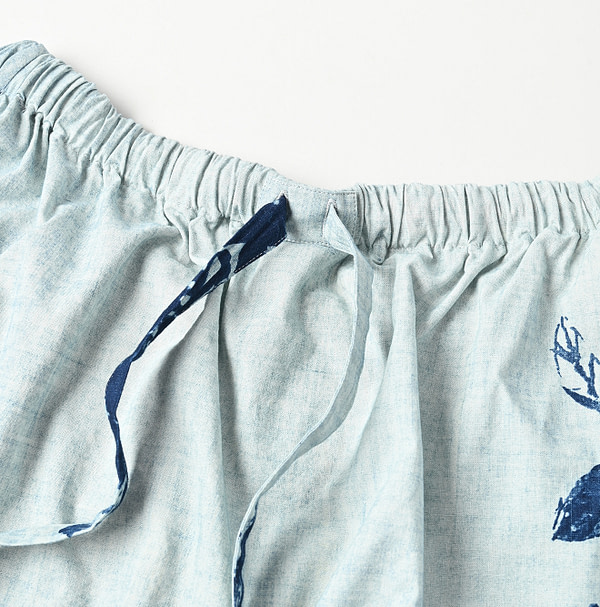 Anemone Bird Print Shirring Dress Detail